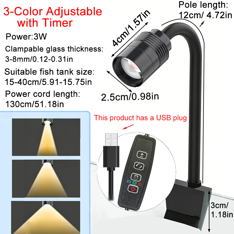 Lampu Sorot Akuarium USB 3W Am - Marine Aquarium Lamp ulasan dan harga