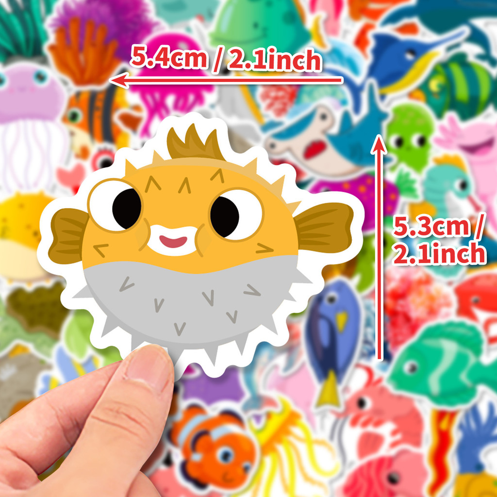 50 Buah Stiker Kehidupan Laut  - Marine Aquarium Aquascape ulasan dan harga